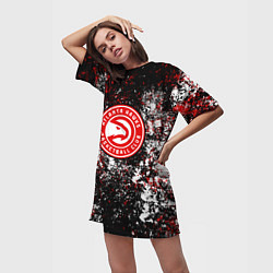 Футболка женская длинная Atlanta Hawks, цвет: 3D-принт — фото 2