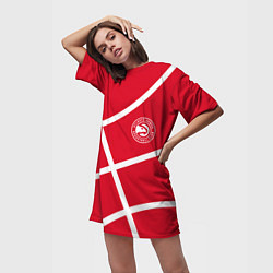 Футболка женская длинная Atlanta Hawks NBA team, цвет: 3D-принт — фото 2