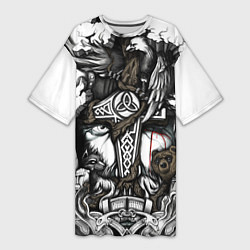 Футболка женская длинная Языческий бог воинов, цвет: 3D-принт