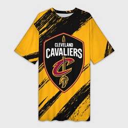 Футболка женская длинная Cleveland Cavaliers NBA, цвет: 3D-принт