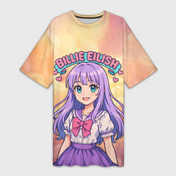 Женская длинная футболка Билли Айлиш в аниме стиле