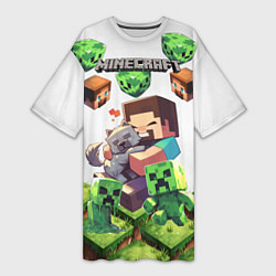 Футболка женская длинная World of minecraft, цвет: 3D-принт