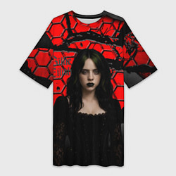 Женская длинная футболка Билли Айлиш готический образ