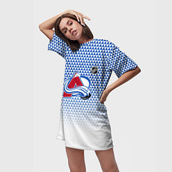 Футболка женская длинная Колорадо Эвеланш - геометрический градиент, цвет: 3D-принт — фото 2