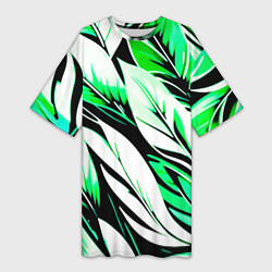Женская длинная футболка Крупные листья абстракция