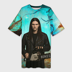 Женская длинная футболка Bones держит бензопилу