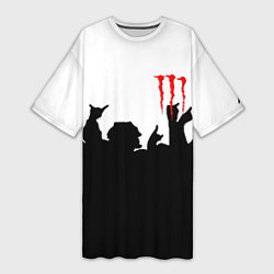 Женская длинная футболка Monster energy rock black