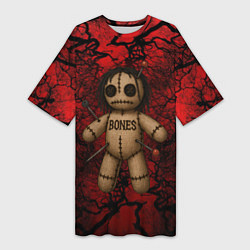 Женская длинная футболка Кукла Вуду Bones