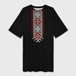 Футболка женская длинная Славянские традиции и символы, цвет: 3D-принт