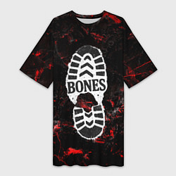 Женская длинная футболка Bones лого в стиле следа ботинка