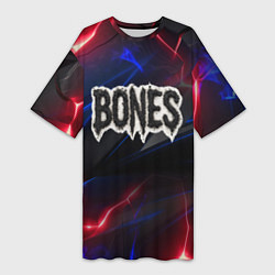Футболка женская длинная Логотип Bones из земли, цвет: 3D-принт