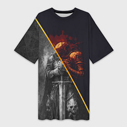 Футболка женская длинная Темный рыцарь в унынье, цвет: 3D-принт