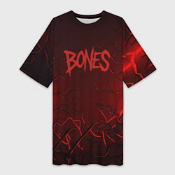 Женская длинная футболка Bones логотип красной краской