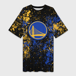 Футболка женская длинная Голден Стэйт Уорриорз - цветовой хаос, цвет: 3D-принт