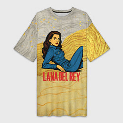 Женская длинная футболка Lana Del Rey в джинсовом костюме