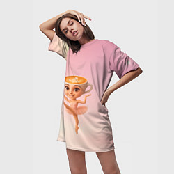 Футболка женская длинная Балерина капучино ии мем, цвет: 3D-принт — фото 2