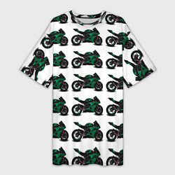 Женская длинная футболка Motorbike dark green