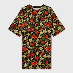 Футболка женская длинная Традиционный русский узор, цвет: 3D-принт