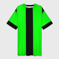 Женская длинная футболка Color green black line