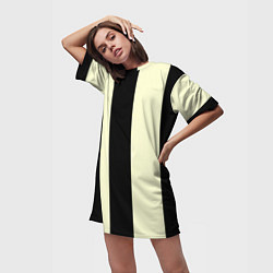Футболка женская длинная Color black beige line, цвет: 3D-принт — фото 2