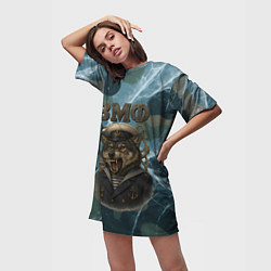 Футболка женская длинная ВМФ злой волк, цвет: 3D-принт — фото 2