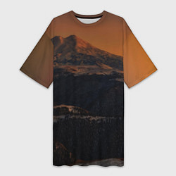 Футболка женская длинная Эльбрус, цвет: 3D-принт