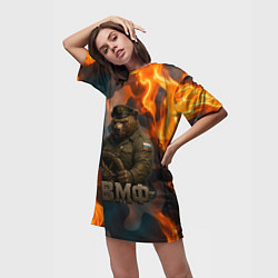 Футболка женская длинная Медведь у штурвала МВФ, цвет: 3D-принт — фото 2