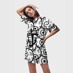 Футболка женская длинная Doom глаза монстра, цвет: 3D-принт — фото 2