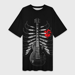 Футболка женская длинная Rock guitar ribs, цвет: 3D-принт