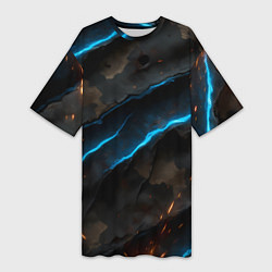 Женская длинная футболка Камуфляж с искрами и неоном