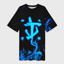 Футболка женская длинная Дум огонь лого, цвет: 3D-принт