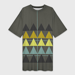 Женская длинная футболка Абстрактный лес, геометрический с однотоном