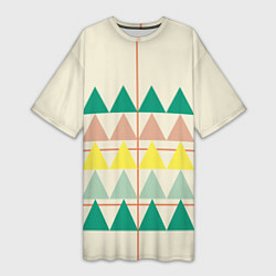 Женская длинная футболка Абстрактный лес - треугольники на светлом