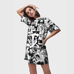 Футболка женская длинная Doom anime black, цвет: 3D-принт — фото 2