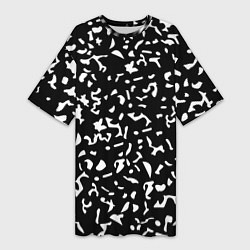 Футболка женская длинная Черный камуфляж, цвет: 3D-принт