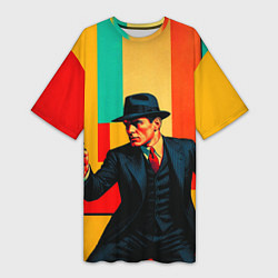 Женская длинная футболка Мужчина с пистолетом поп-арт