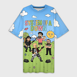 Женская длинная футболка System of a Down, мультяшный