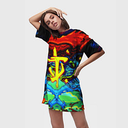 Футболка женская длинная Doom hyper monster, цвет: 3D-принт — фото 2