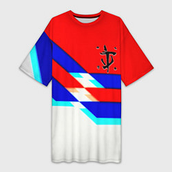 Футболка женская длинная Doom geometry cyber sport, цвет: 3D-принт