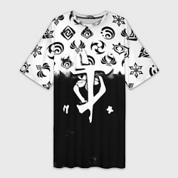 Футболка женская длинная Doom черно белые аниме, цвет: 3D-принт