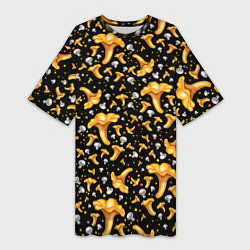 Футболка женская длинная Грибной дождик, цвет: 3D-принт