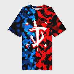 Футболка женская длинная Doom камуфляж текстура, цвет: 3D-принт