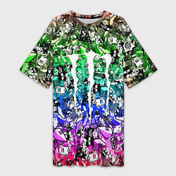 Женская длинная футболка Monster energy стикеры