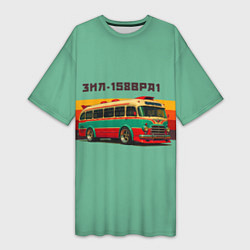 Женская длинная футболка Ретро автобус ЗИЛ 158ВРА1 поп-арт