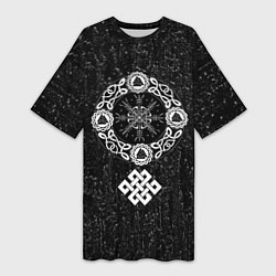 Футболка женская длинная Шлем ужаса агисхьяльм в кельтском узле, цвет: 3D-принт