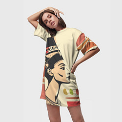 Футболка женская длинная Нефертити, цвет: 3D-принт — фото 2