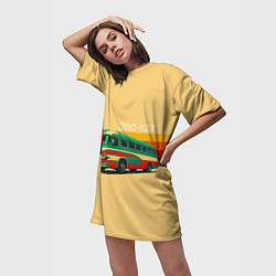Футболка женская длинная Ретро автобус ЗИС-127 поп-арт, цвет: 3D-принт — фото 2