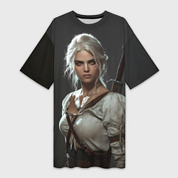 Женская длинная футболка Цири строгий взгляд