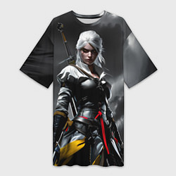 Женская длинная футболка Цири из Ведьмака