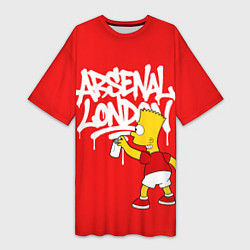 Футболка женская длинная Граффити Арсенал и Барт Симпсон, цвет: 3D-принт